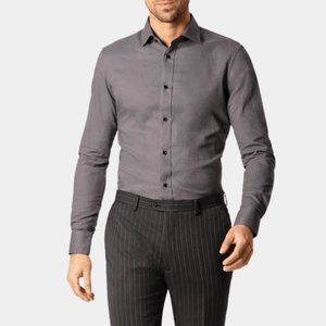 Jarbo Mens Gray Cotton Dress Shirt Size 38